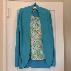 Lilly Pulitzer Amelie Cardigan Size medium aqua blue